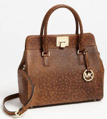 Michael Kors mocca brown Astrid Ostrich embossed leather 